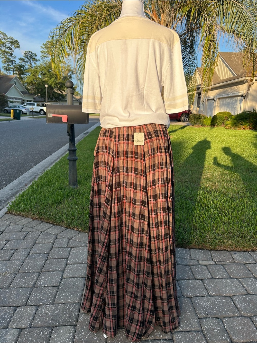 NWT🌷Free People Plaid Printed Mid Rise A-Line Maxi Skirt - Picture 8 of 15